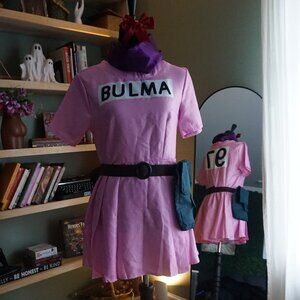 Bulma Cosplay,Pink Dress Full Set Cosplay Costume